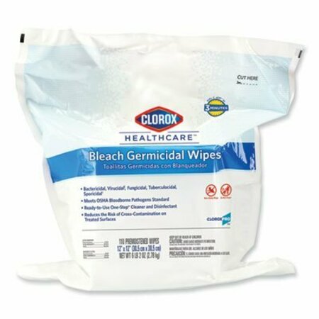 COLOROX Clorox, Bleach Germicidal Wipes, 12 X 12, Unscented, 110/bag 30359